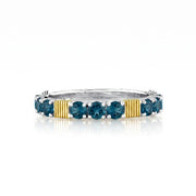 SLOANE STREET Sterling Silver and 18K Yellow Gold London Blue Topaz Station Ring