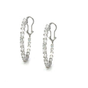 18K White Gold Emerald Cut Diamond Hoop Earrings 4.60cttw