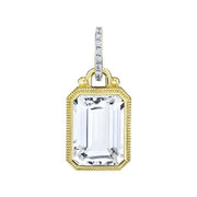 SLOANE STREET 18K Yellow Gold Emerald Cut White Topaz Pendant With Diamonds