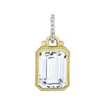 Load image into Gallery viewer, SLOANE STREET 18K Yellow Gold Emerald Cut White Topaz Pendant With Diamonds