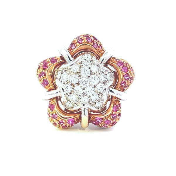 Pink Sapphire and Diamond Flower Fashion Ring