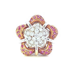 Load image into Gallery viewer, Pink Sapphire and Diamond Flower Fashion Ring-Final Sale