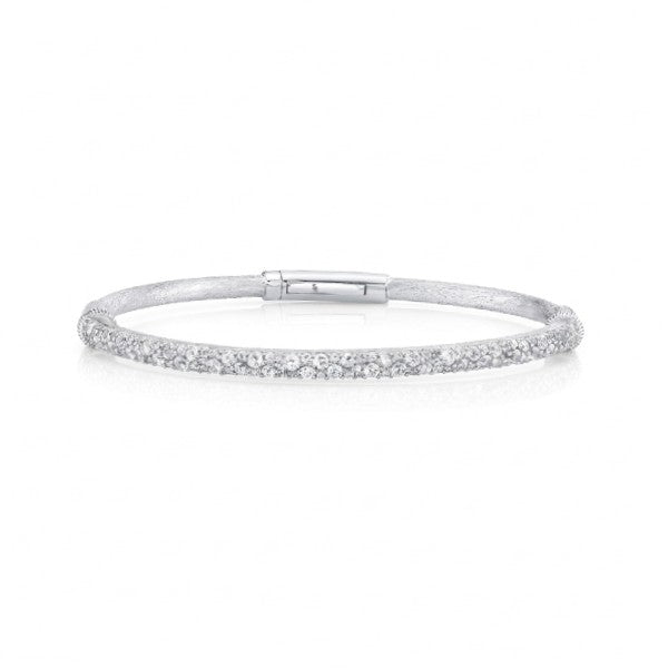 SLOANE STREET Sterling Silver and White Topaz Bangle Bracelet