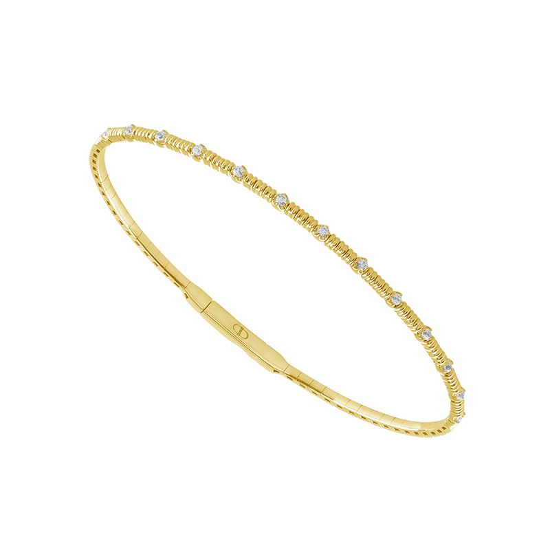 14K Yellow Gold Diamond Flexible Bangle Bracelet