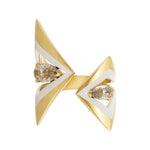 Load image into Gallery viewer, ETHO MARIA 18K Yellow Gold and Ceramic Ring with Pear Diamonds