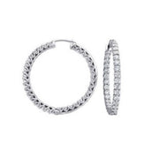 A.LINK 18K White Gold Diamond Inside / Outside Hoop Earrings 3.12cttw