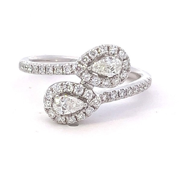 Diamond Pear Bypass Halo Ring