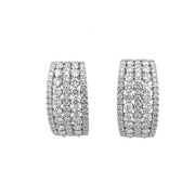 18K White Gold 5-Row Diamond Medium Hoop Earrings