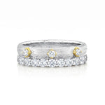 Load image into Gallery viewer, SLOANE STREET Sterling Silver and 18K Yellow Gold Layered Two-Row White Topaz Ring