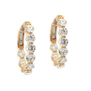 18K Yellow Gold Oval Inside/Out Diamond Hoop Earrings 4.18cttw