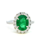 Load image into Gallery viewer, Emerald and Diamond Halo Ring