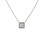 Load image into Gallery viewer, 14K White Gold Princess Diamond Halo Necklace