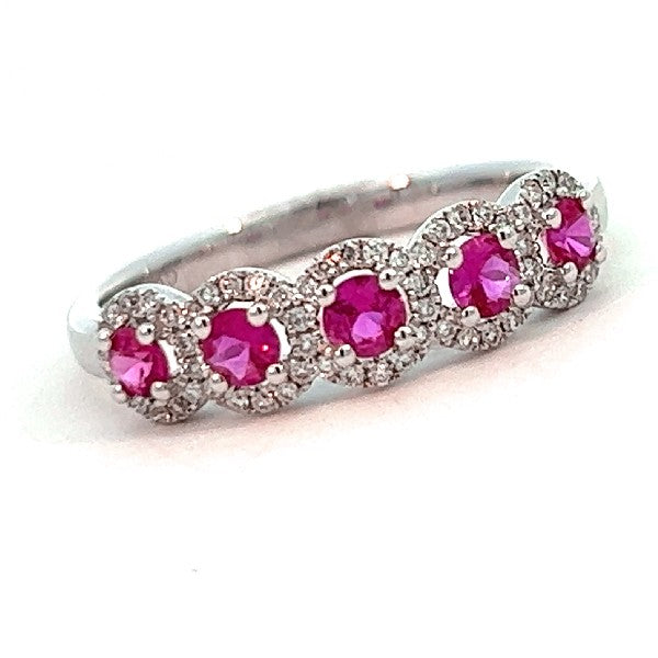 Ruby and Diamond Halo Ring