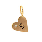 Load image into Gallery viewer, HEATHER B MOORE 14K Yellow Gold S Initial Diamond Heart Charm