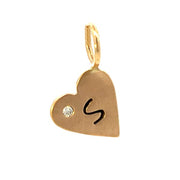 HEATHER B MOORE 14K Yellow Gold S Initial Diamond Heart Charm