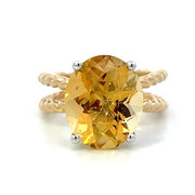 14K Yellow Gold Split Shank Citrine Fashion Ring