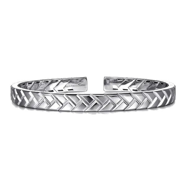 Sterling Silver Men's Herringbone Cuff Bracelet