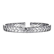 Sterling Silver Men's Herringbone Cuff Bracelet