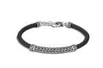Load image into Gallery viewer, Classic Chain Black Leather Station Bracelet
