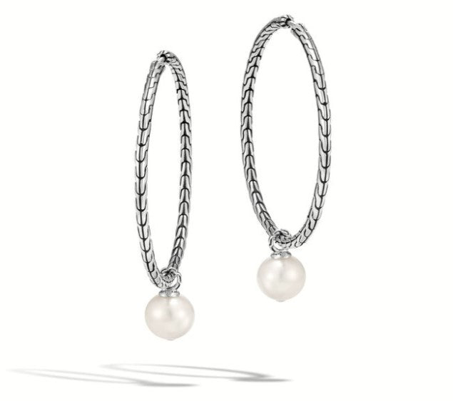 Sterling Silver Pearl Drop Transformable Hoop Earring