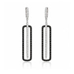 Load image into Gallery viewer, 14K White Gold Interlocking Rectangle White and Black Diamond Earrings