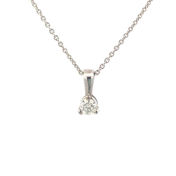 18k White Gold Diamond Solitaire Pendant Necklace 0.20ct