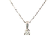 18k White Gold Diamond Solitaire Pendant Necklace 0.20ct