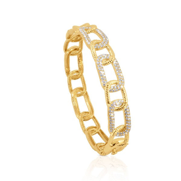 14K Yellow Gold Diamond Chain Link Bracelet