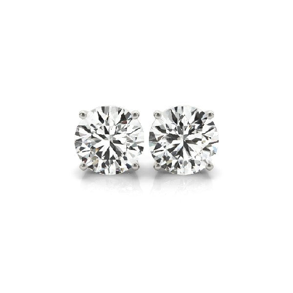 Round Diamond Stud Earrings in 14K White Gold 0.91cttw