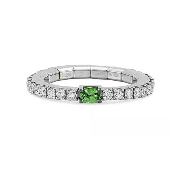EXTENSIBLE 18K White Gold Tsavorite & Diamond Stretch Eternity Band