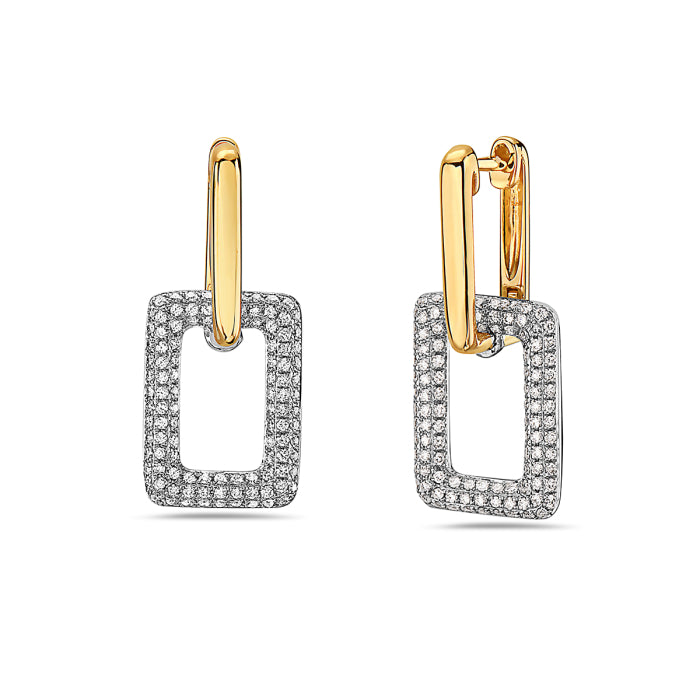 Two-Tone Diamond Geometric Earrings