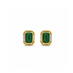 Load image into Gallery viewer, 14K Yellow Gold Emerald Stud Earrings