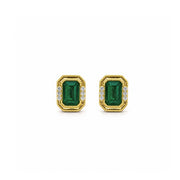 14K Yellow Gold Emerald Stud Earrings