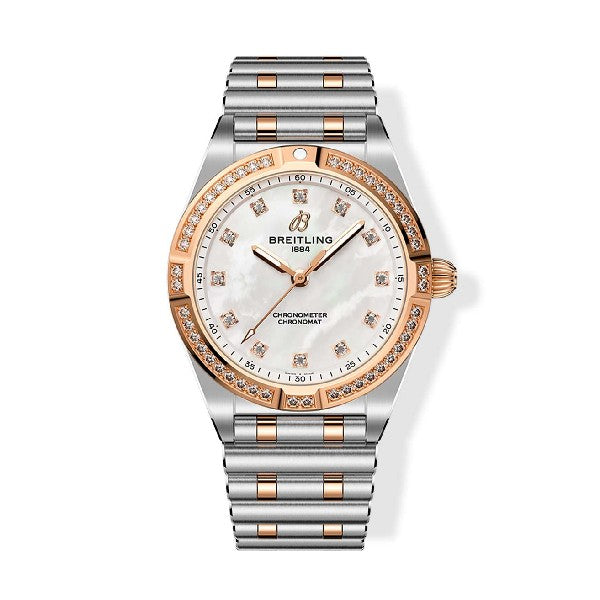 BREITLING Chronomat 28 Mother-of-Pearl Dial with Two-Tone Rouleaux Bracelet