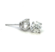 14K White Gold Natural Diamond Stud Earrings 1.86cttw