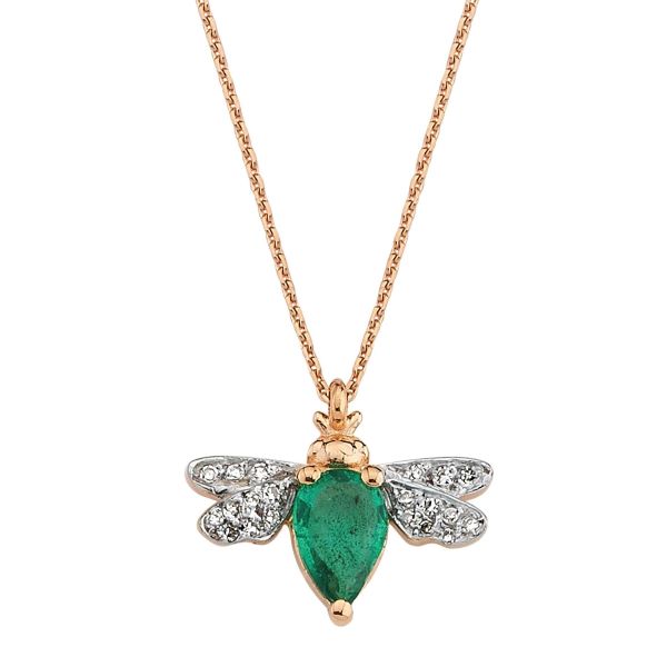 Honey Bee Emerald and Diamond Necklace