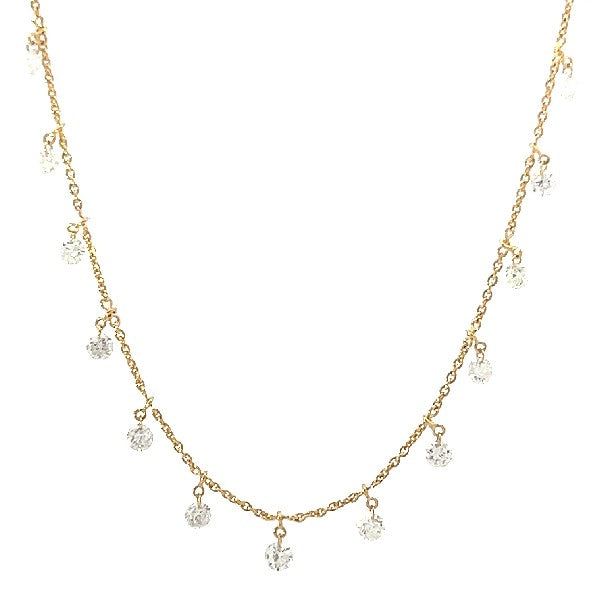 18K Yellow Gold Floating Diamond Necklace