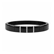 DEMEGLIO Shiny Black Diamond Bar Stretchable Bracelet