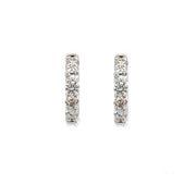 14K White Gold Small Diamond Huggie Hoop Earrings