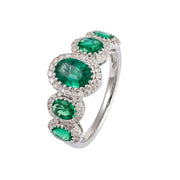 18K White Gold Emerald & Diamond Ring