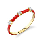 Load image into Gallery viewer, Stackable Red Enamel and Diamond Band