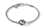 Load image into Gallery viewer, Classic Chain Hammered Silver And Black Gem Bracelet

