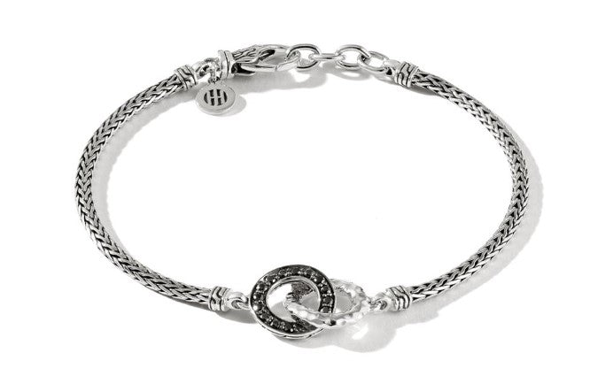 JOHN HARDY Classic Chain Hammered Silver And Black Gem Bracelet