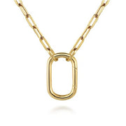 14K Yellow Gold Chain Necklace with Rectangle Carabiner
