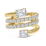 Load image into Gallery viewer, 18K Yellow Gold Emerald Diamond Coil Ring