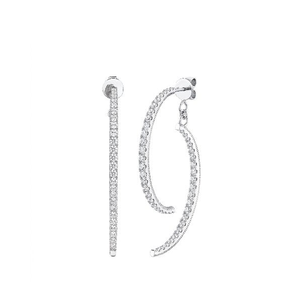 SLOANE STREET Sterling Silver Half Moon White Topaz Earrings
