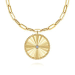 Load image into Gallery viewer, 14K Yellow Gold Fluted Medallion Necklace
