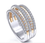 Load image into Gallery viewer, 14K White and Rose Gold Layered Wide Band Diamond Ring
