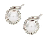 Load image into Gallery viewer, 14K White Gold Cultured Pearl and Diamond Earrings - FINAL SALE
