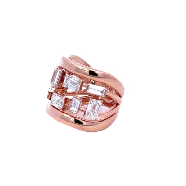 ETHO MARIA 18K Rose Gold Mixed Band Diamond Statement Ring